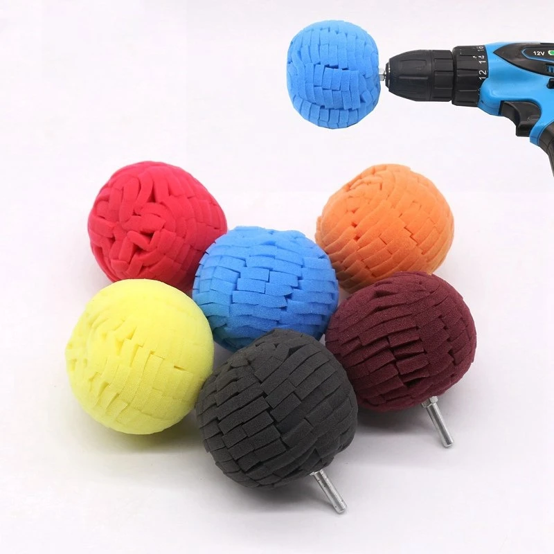 80mm Drill Buffing Sponge Pads Polishing Cone Sponge Ball Burnishing Kit For Automotive Car Wheels Pad Hub Care Power Tools