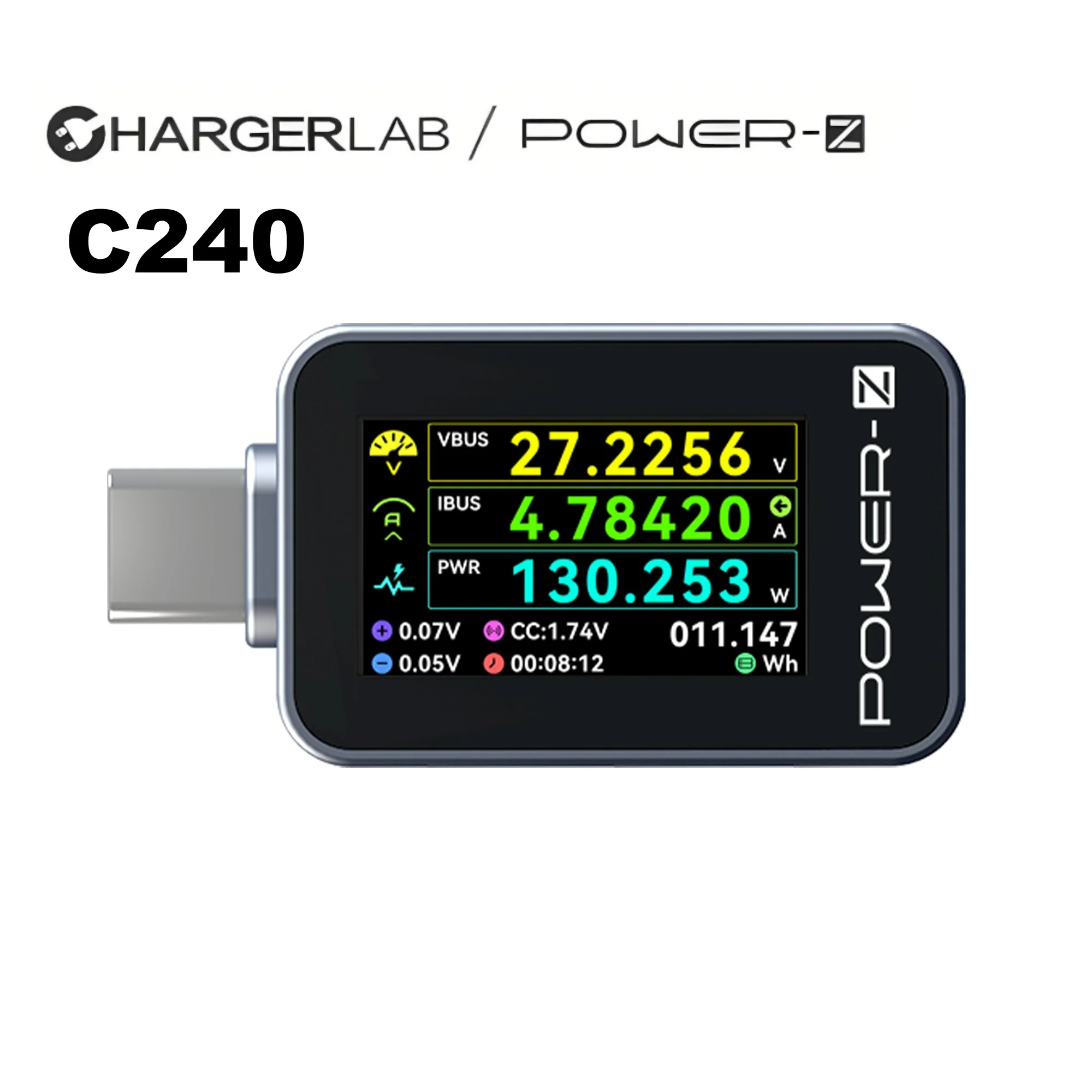 power-z-c240-usb-c電圧テスター-240w-pd31-qc50-デジタルパワーメーター-iphone、android、ノートパソコン用-急速充電ケーブルテストツール
