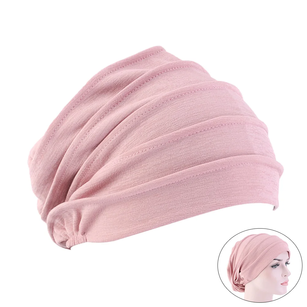 

Hat For Chemotherapy Headscarf Turban Wrap Sleep Cap Elastic Stretchy Soft Pink Hair Protection Cap Night Use Turban Headwrap