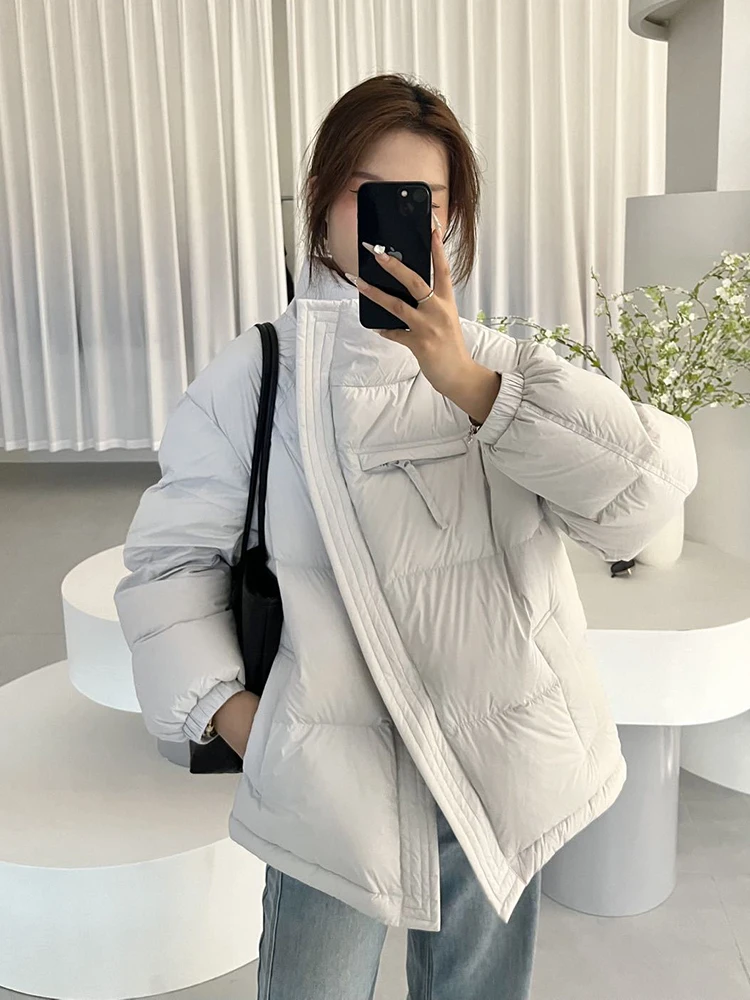 الشتاء قطري سستة الوقوف طوق أسفل سترة الإناث الصلبة سميكة الدافئة أبلى النساء 90% الأبيض بطة أسفل باركر أسفل السترات