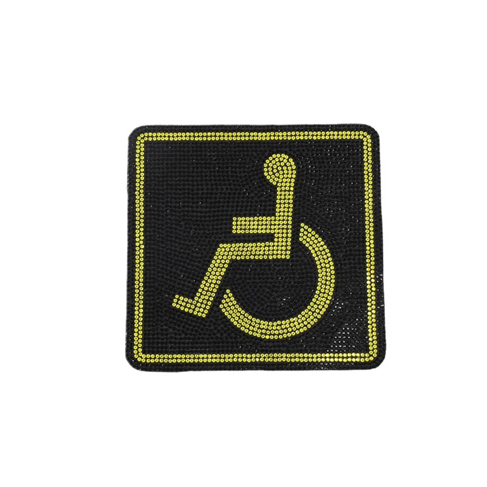 Sparkling Rhinestone Rhinestone Inlaid Wheelchair Pattern Decal Premium Waterproof Vinyl Waterproof Self Adhesive Decor Sticker