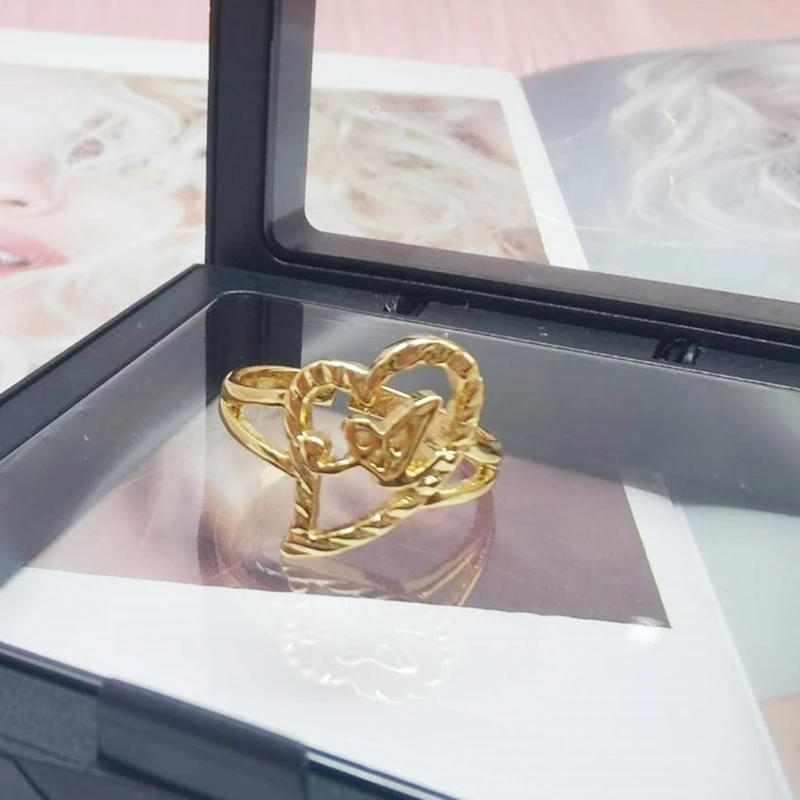 Duoying-Bagues Initiales Personnalisées, Hip-Hop, Coeur, Lettre, Forme de Cœur, Cadeaux pour la colonne vertébrale