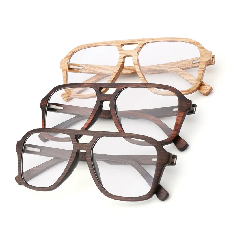 HDCRAFTER 100% Natural Wood Glasses Frame for Men Oversized Wooden Myopia Prescription Optical Glasses Spectacle Clear Lens 5623