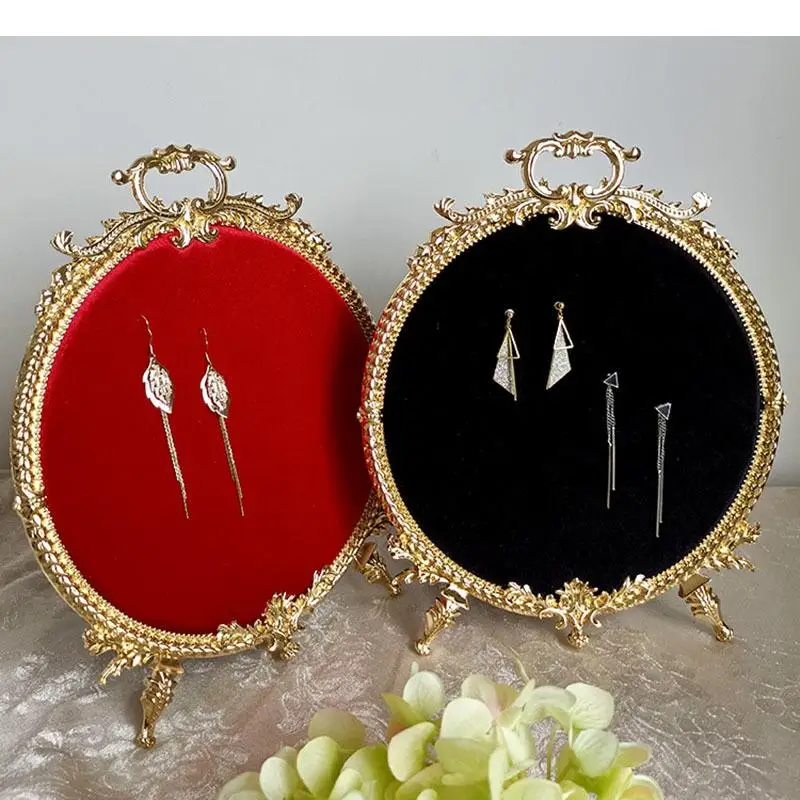 Vintage Golden Frame Decorative Shelves Necklace Stand Eardrop Earrings Hanging Board Dressing Table Jewelry Cosmetic Containers