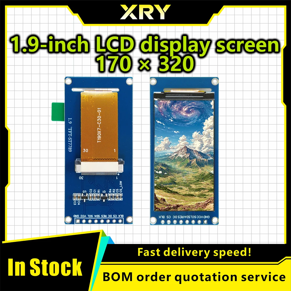 XRY 1.9 Inch IPS Full Angle TFT Display Screen LCD Screen Color Display Module SPI Serial Port High-definition 170x320 ST7789