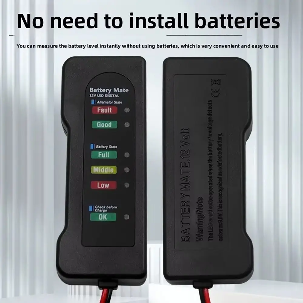

1 шт., 12 В, тестер уровня заряда батареи, медный провод, ABS, тестер генератора, красный, желтый, зеленый, дисплей BT-170, устройство проверки батареи