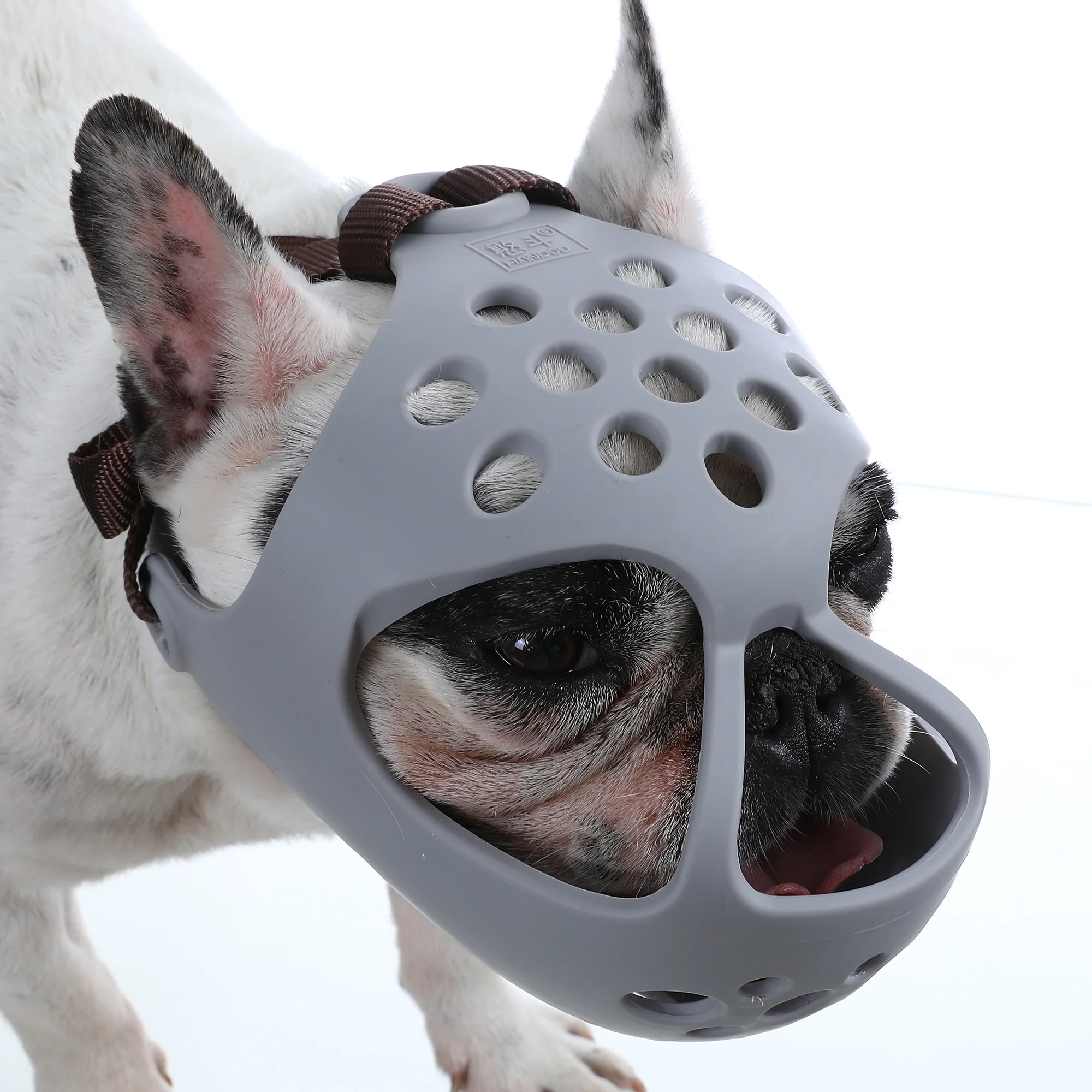 Dog Muzzle for Short Snout Dogs Breathable Holes Prevent Biting Chewing