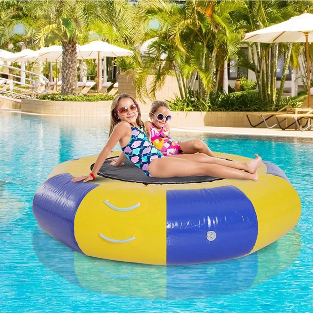 Inflatable Floating Water Toys Sealed Water Trampoline With Ladder Jumping Bouncer Island Water Park Equipment For Adults