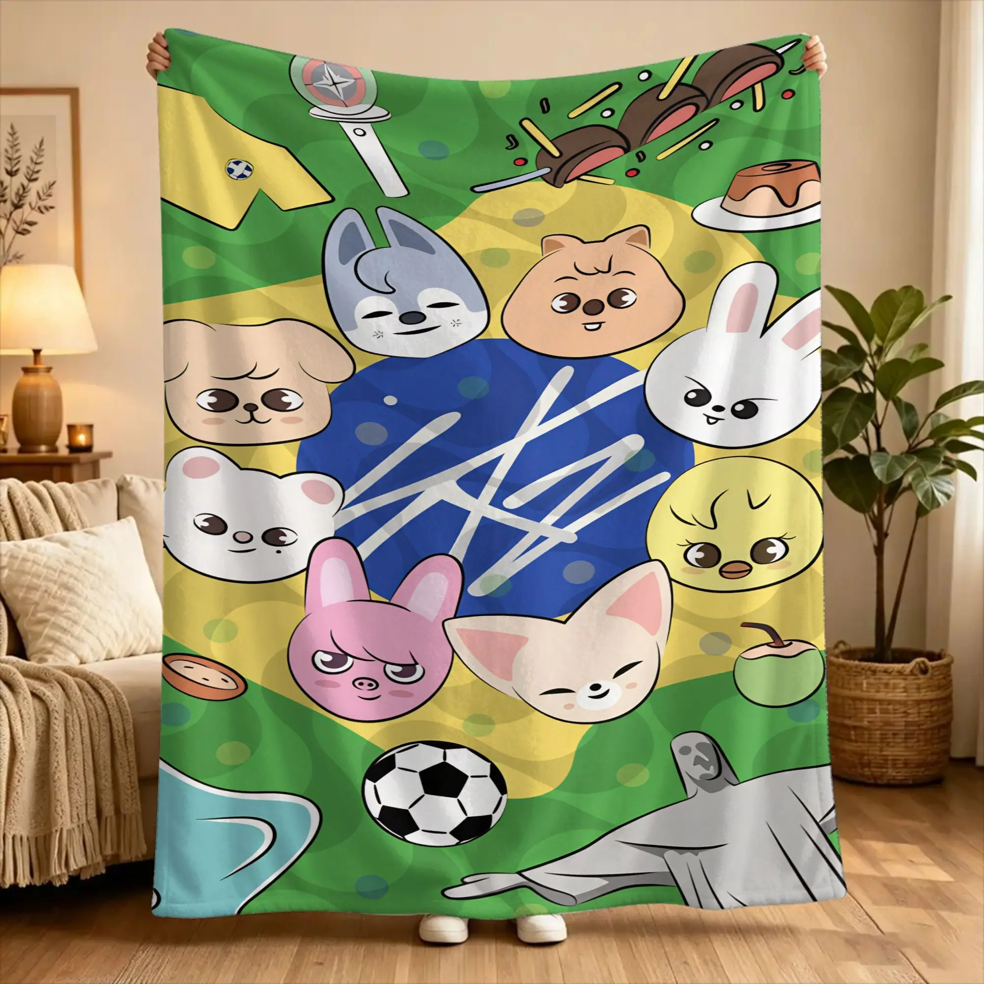 KPOP S-Strays Blanket For kids  Warm Soft Street Trend Plush Throw Blanket For Home Decor Travel Flannel Bedspread Bed Cover