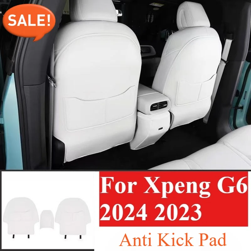 

Leather Seat Back Kick Protector Backseat Mat Seat Cover Waterproof Armrest Box Anti Kick Accessories For Xpeng G6 2024 2023