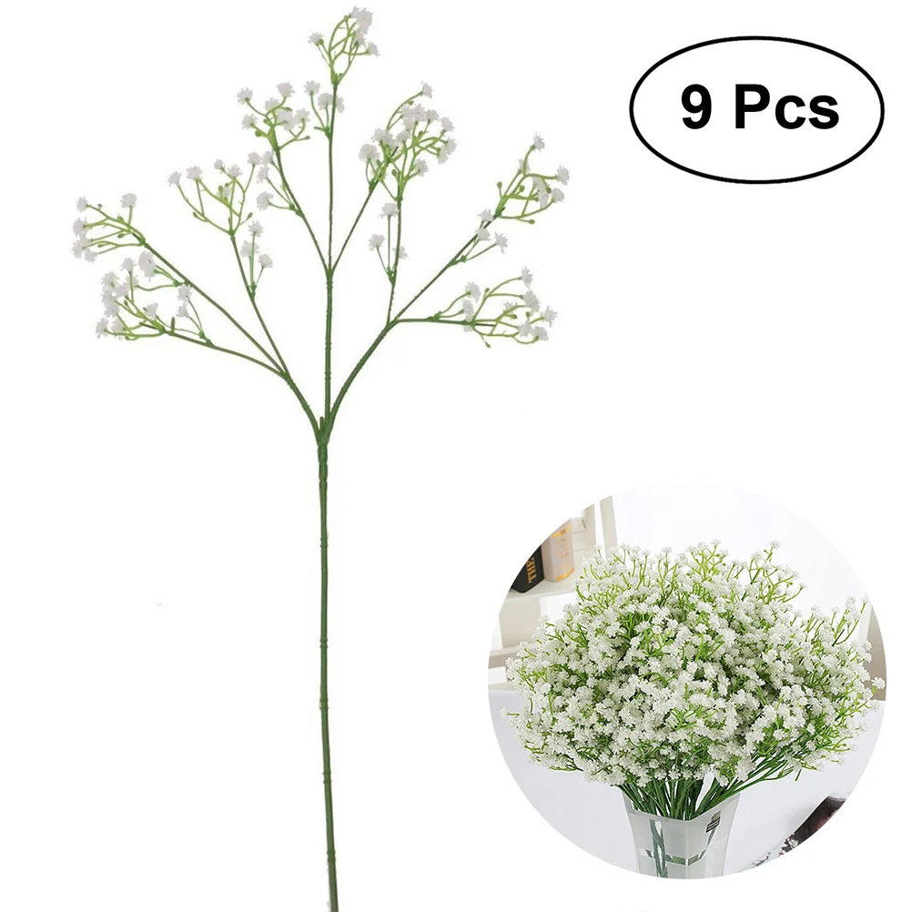 

9pcs Artificial Gypsophila Flower Baby Breath Bouquets for Wedding Home DIY Decor (White) artificial babys breath