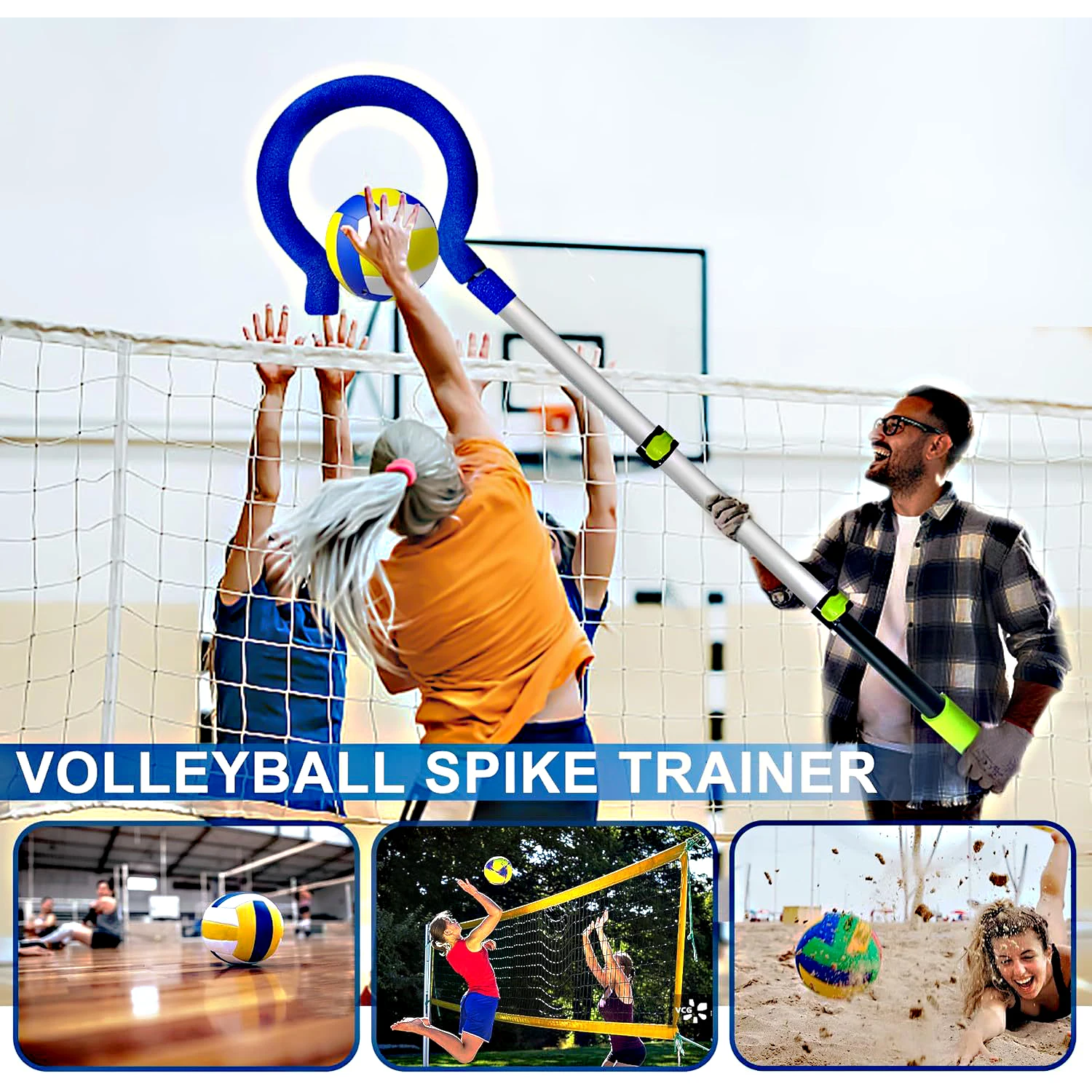 Peralatan Setter Bola Voli Kait Tanda Tanya Besar untuk Pelatihan Melayani Latihan Memukul