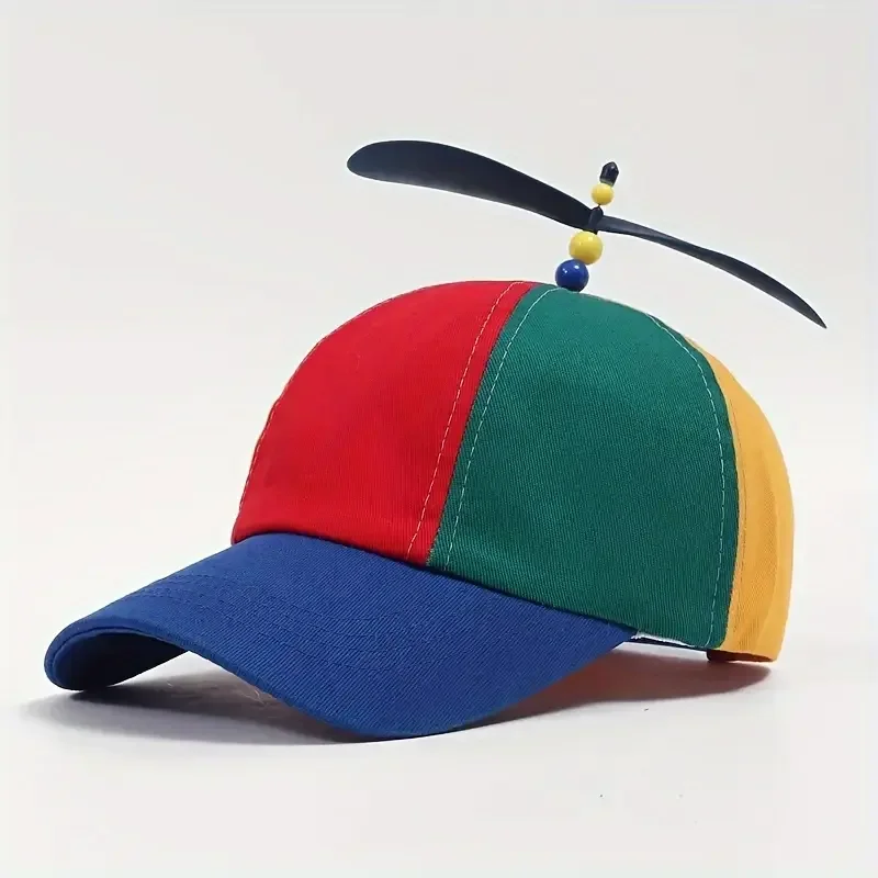 Creative Fun Detachable Adult Propeller Hat Baseball Cap Rainbow Hat Bamboo Dragonfly Blocked Duckbill Cap