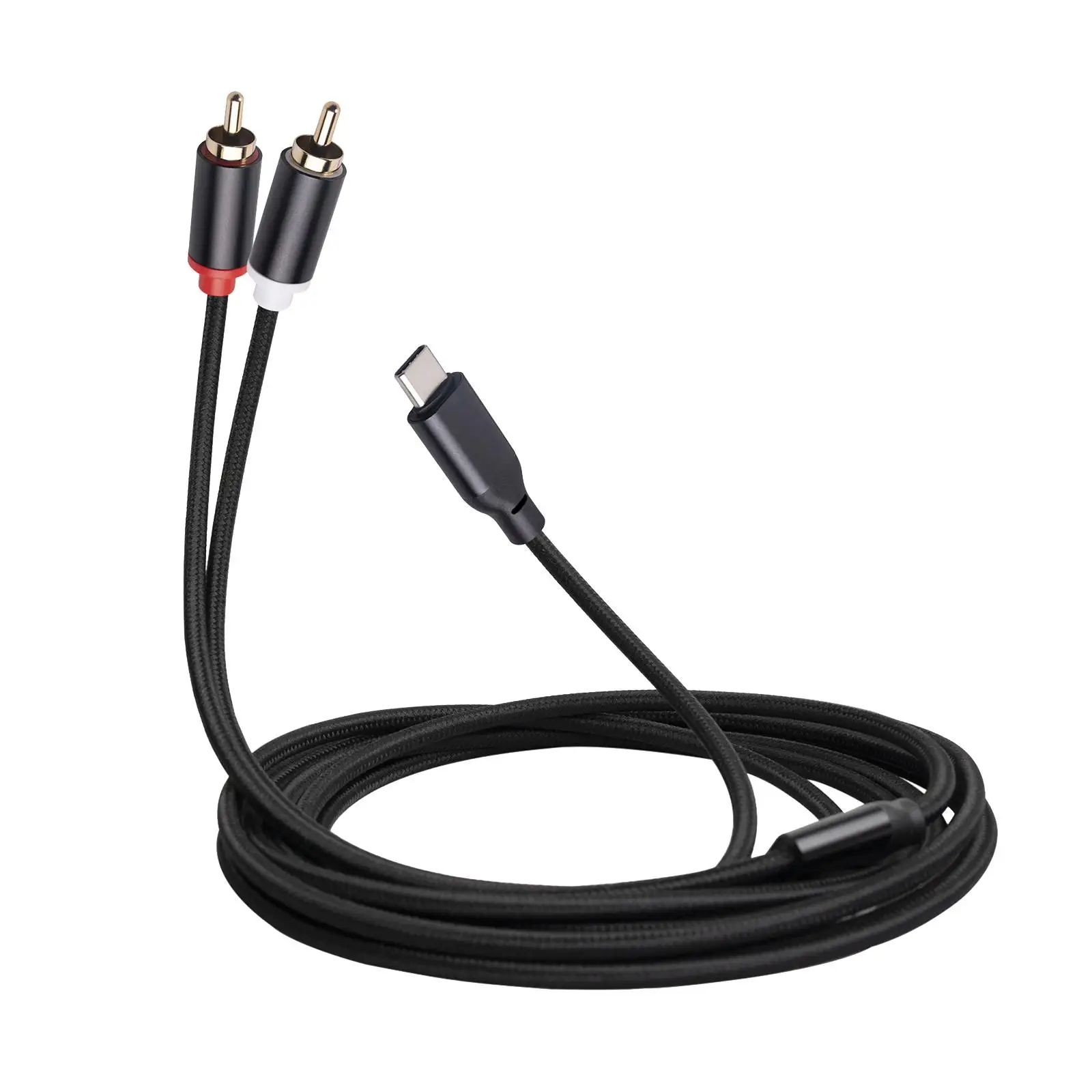 USB to 2RCA Audio Cable with Decoding Chip for Phone Computer Speaker Amplifier