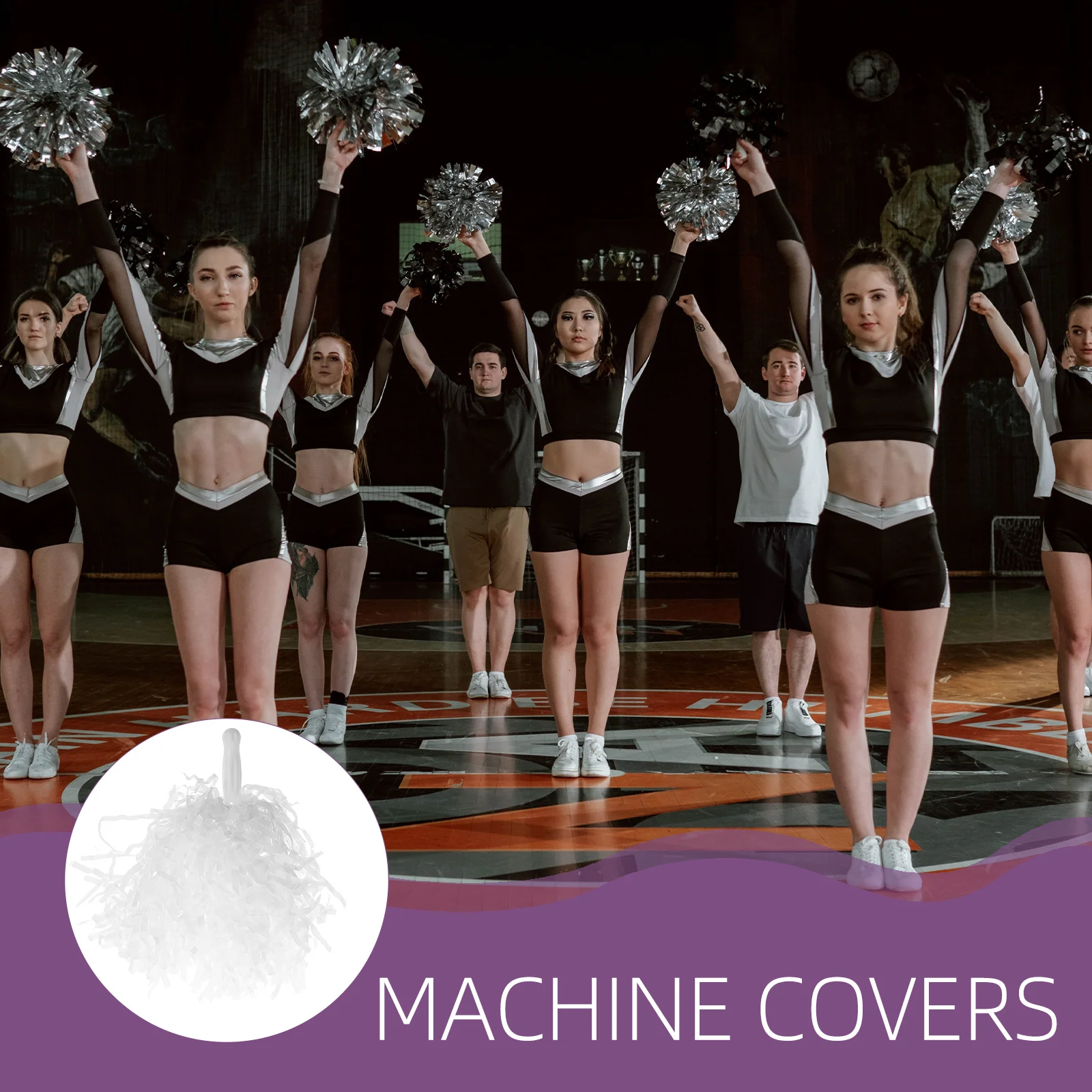 12 قطعة من بوم بومس للتشجيع بلمسة نهائية معدنية لامعة للرقص أساسي كبير للتشجيع بوم بومس باللون الأبيض