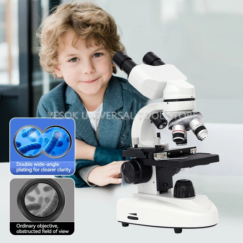 30000X Biological HD Microscope Digital Laboratory Compound Microscope with Wide-Field 10X and 50X Eyepieces for Lab Portable