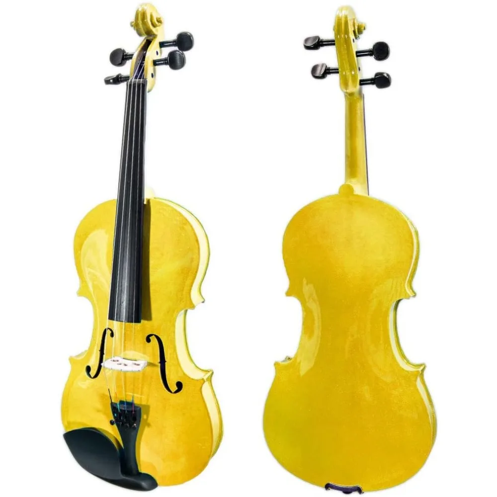 4 String Violin (PTTVN202-4/4-GD) Solid Wood Top Back Sides Neck Reel High Quality Solid Wood Nails Chin Rest Gold music bag