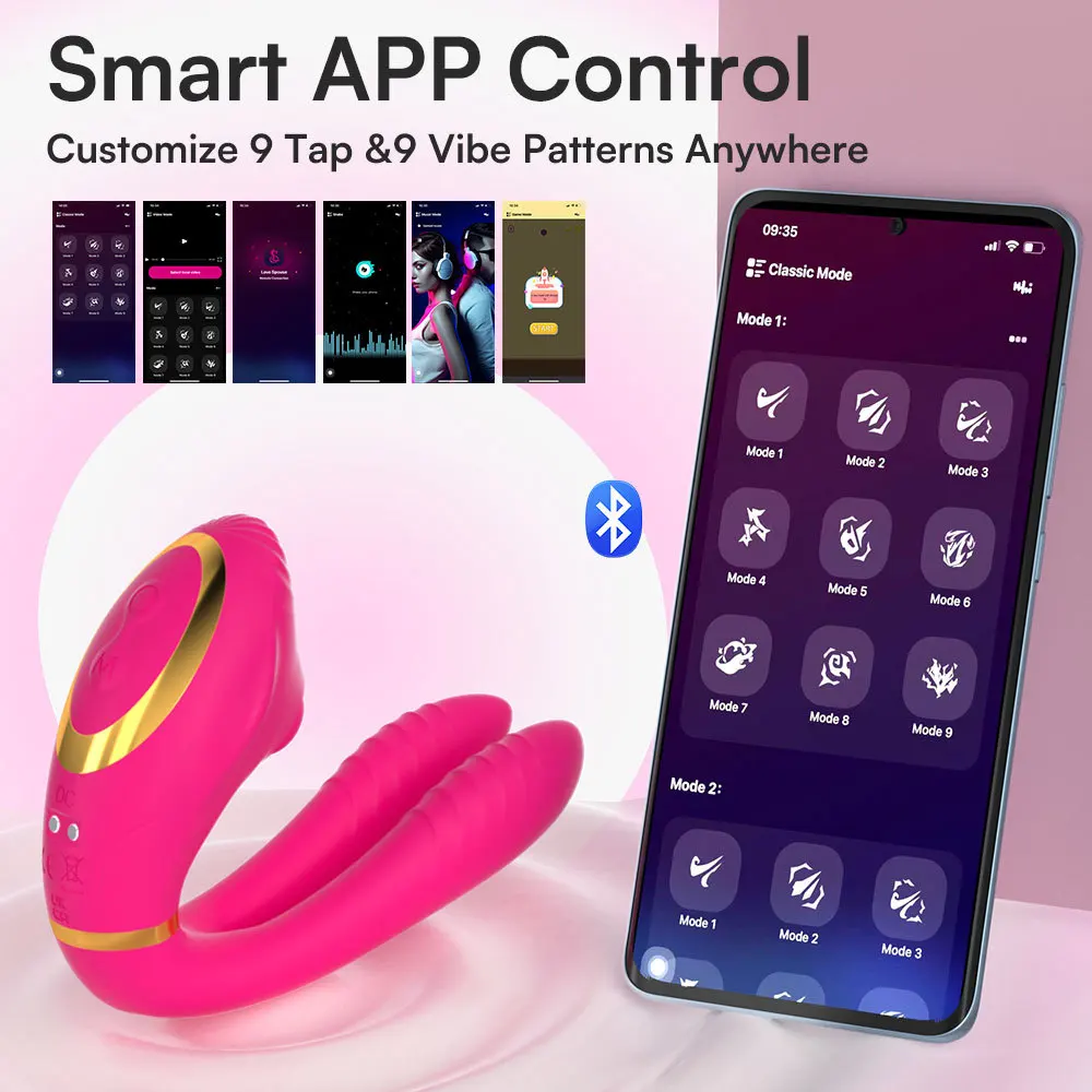 APP هزاز فوز مزدوج مزدوج الاهتزاز المهبل مدلك البظر محفز متعدد التردد تحويل الكبار امرأة لعبة الجنس #3