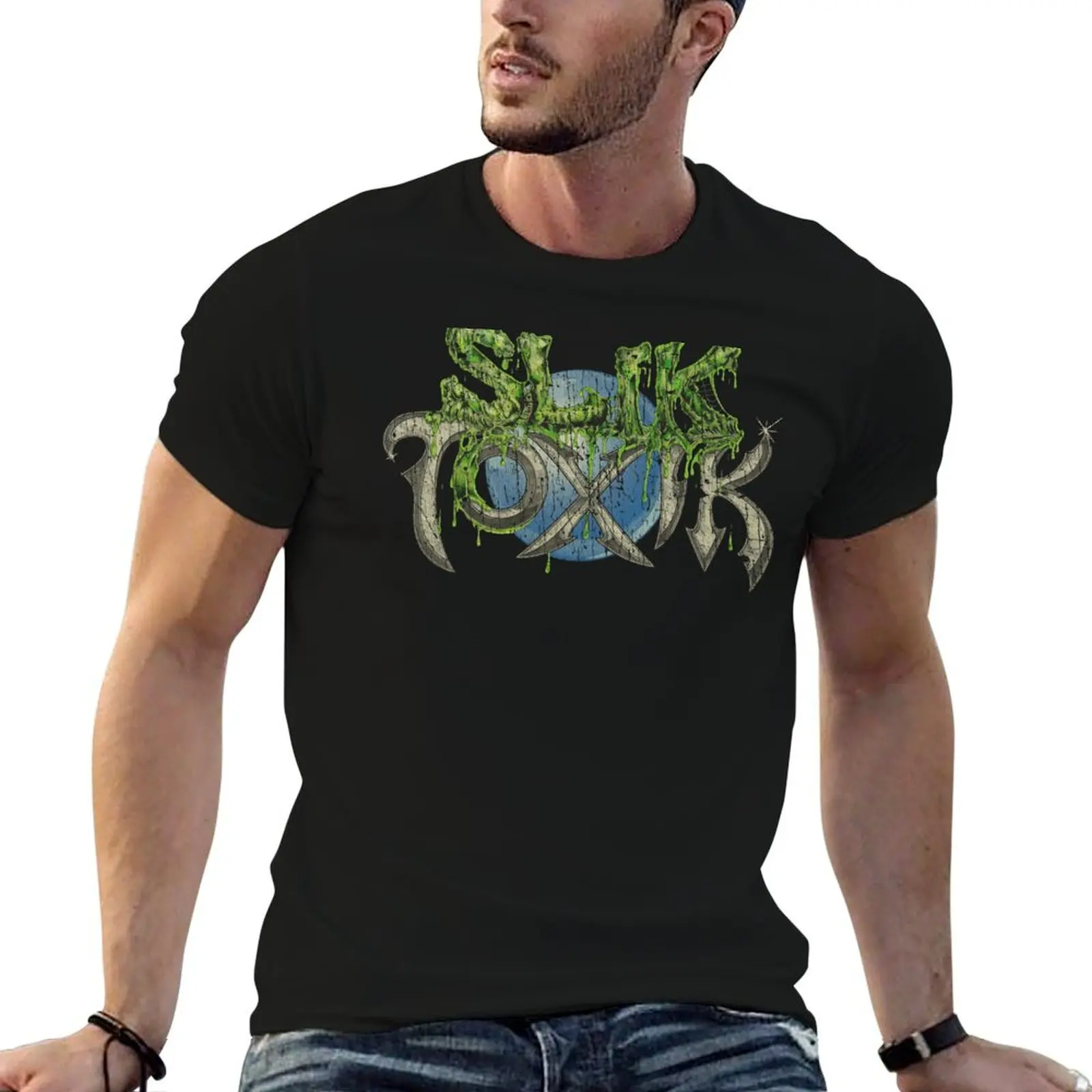 Camiseta Slik Toxik 1988, camiseta de anime para hombre, camisetas gráficas 100% de algodón para hombre, camiseta