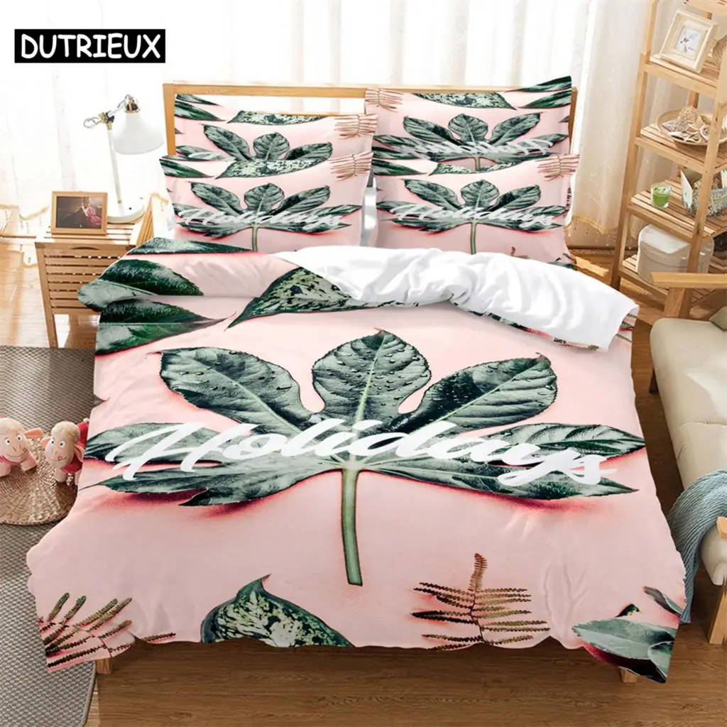 

Leaf 3D Digital Bedding Sets Home Bedclothes Super King Cover Pillowcase Comforter Textiles Bedding Set bed cover set