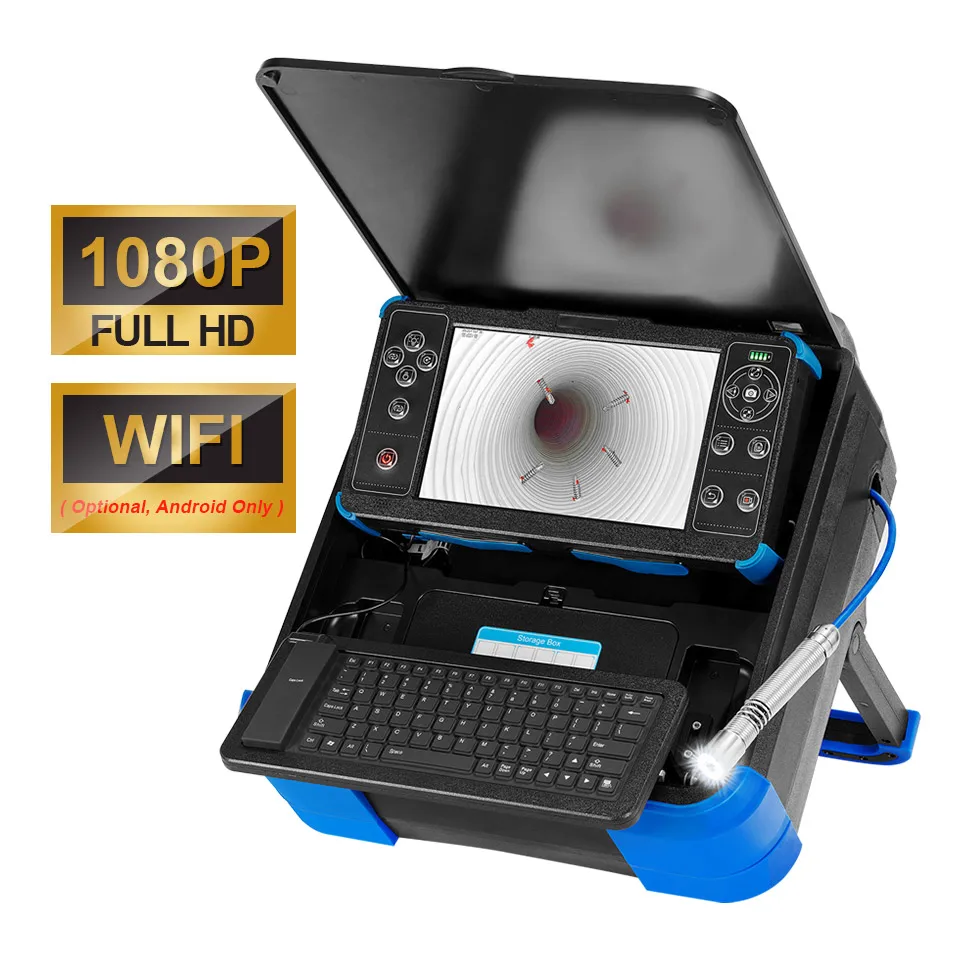 Cámara de inspección de tuberías de drenaje de alcantarillado 360, cámara de inspección de tuberías CCTV de vídeo de drenaje de alcantarillado autonivelante con contador de medidor