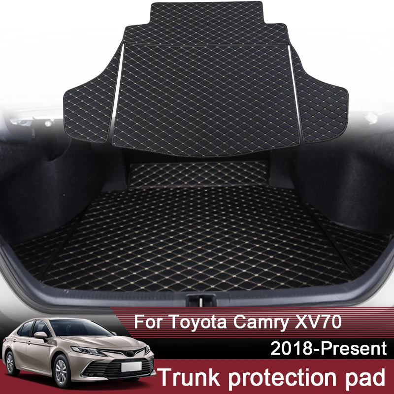 1pc Car Styling Custom Rear Trunk Mat For Toyota Camry XV70 Hybrid 2018-2024 Leather Waterproof  Auto Cargo Liner Pad Accessory