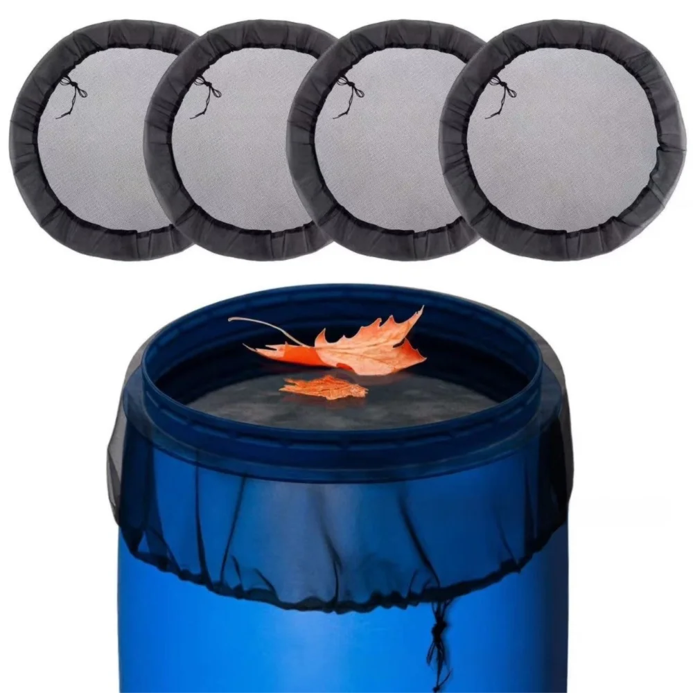 Polyester Rain Barrels Cover Net Leaves Fall Protection Reusable Water Collection Buckets Mesh Cover Anti-Mosquito