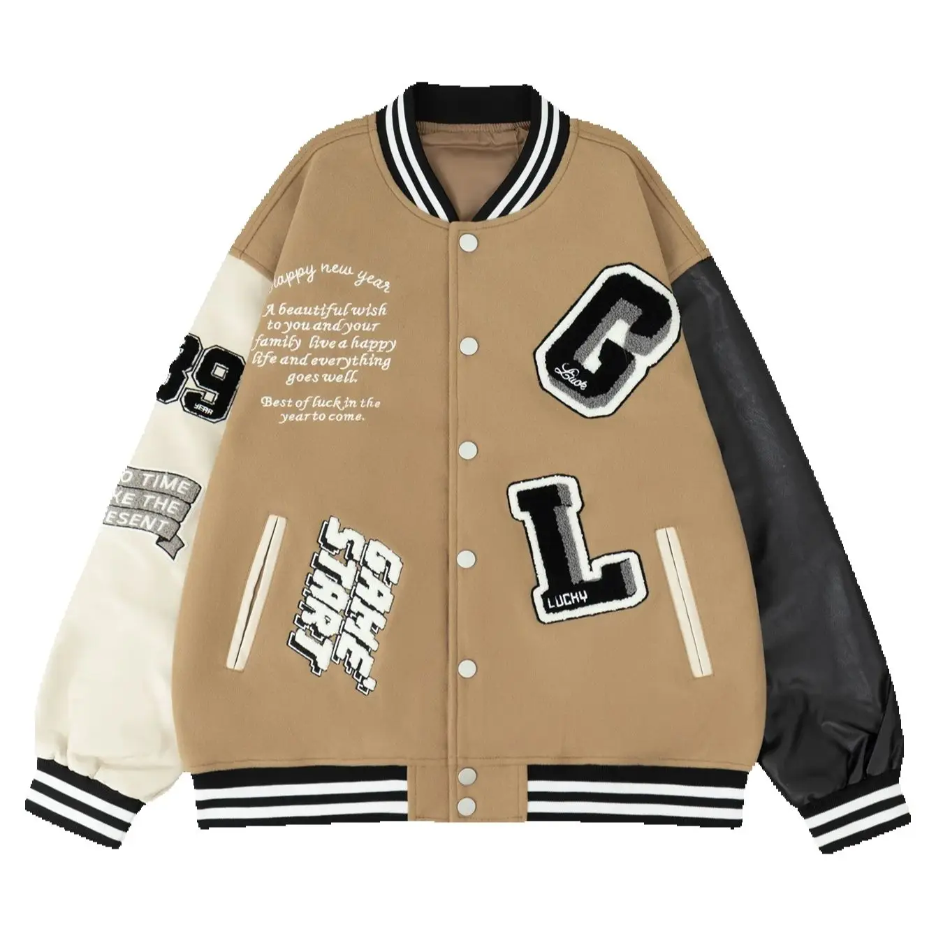 Men's Leather Patchwork Vintage Jackets Letter Embroidery Long Sleeve Coats Autumn and Winter Varsity Baseball Bomber Outerwear