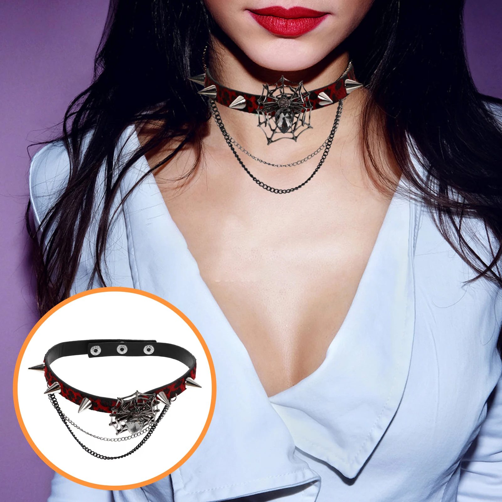 

Tassel Spider Necklace Chain Collar Choker Halloween Chocker Festival Accessories Alloy Chokers for Women Costumes Necklaces