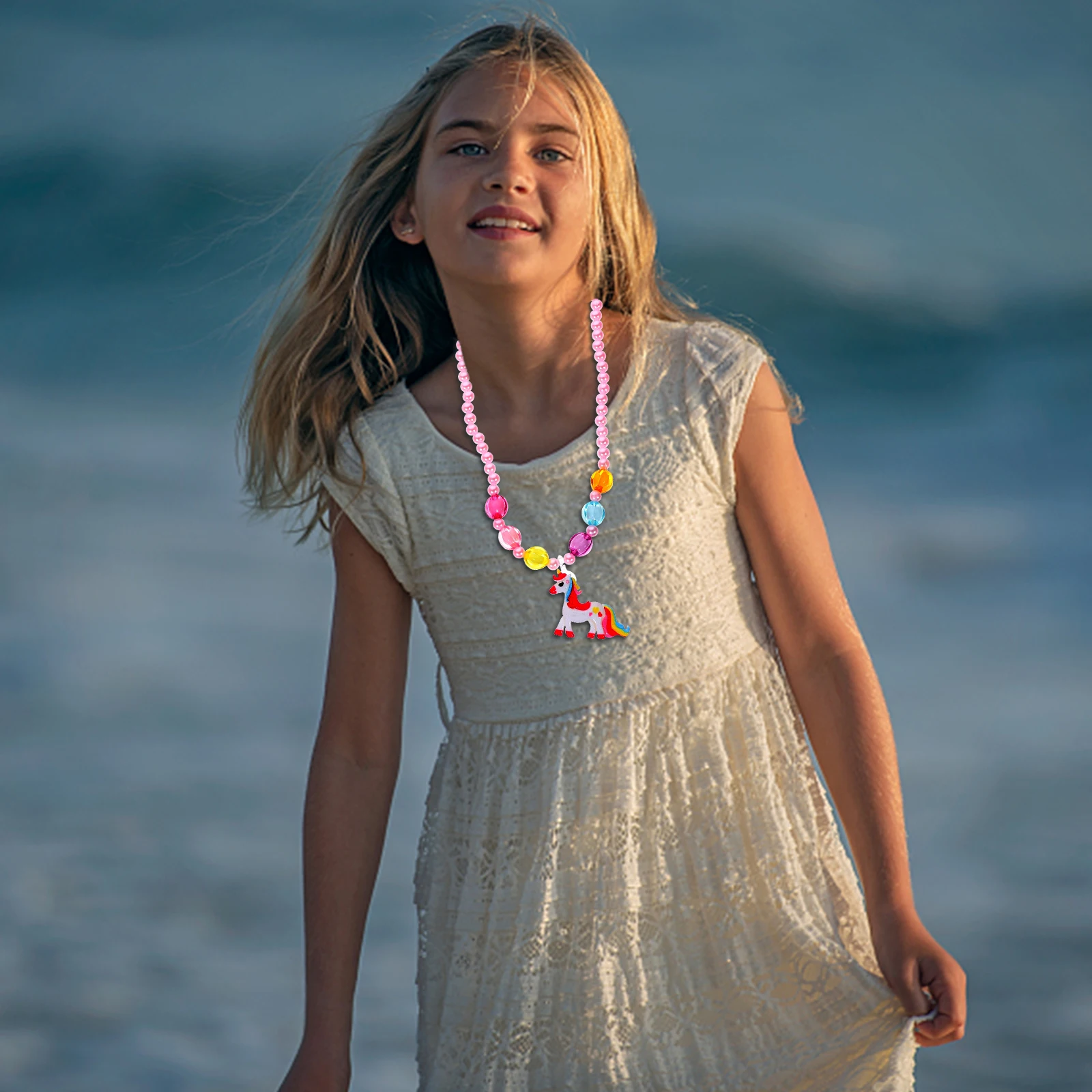 

Children's Jewelry Set Necklace for Girls Adorable Watch Plastic Kids Toddler Gift Bracelet and