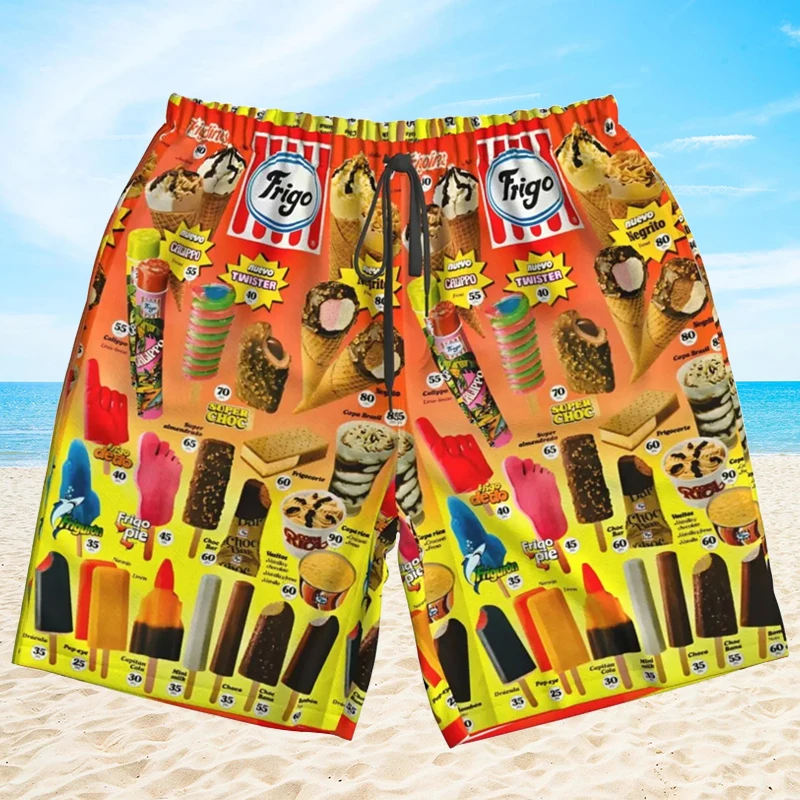 

3D Popsicle Print Men's Waist Shorts Hawaiian shorts y2k Polyester Short Daily Streetwear Vacation Clothing Bottoms Men's shorts