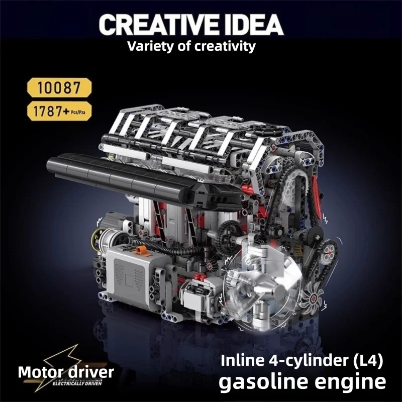 Inline 4-Zylinder L4 Benzinmotor V8 elektrische Lehr- und Bildungsbausteinspielzeuge elektrische Bausteinbaugruppe