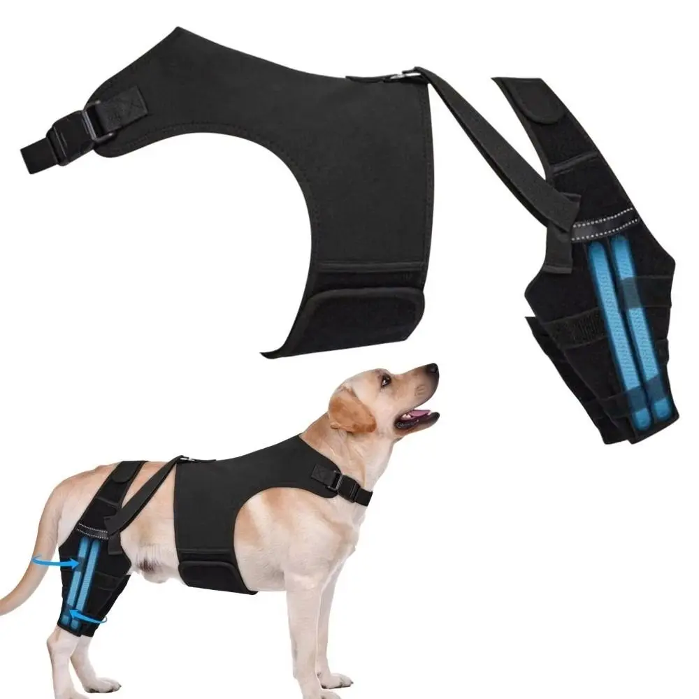 Adjustable Dog Knee Brace Breathable Comfortable Fit Pet Leg Support Black Anti-Licking Dog Rear Leg Brace Wound Protection