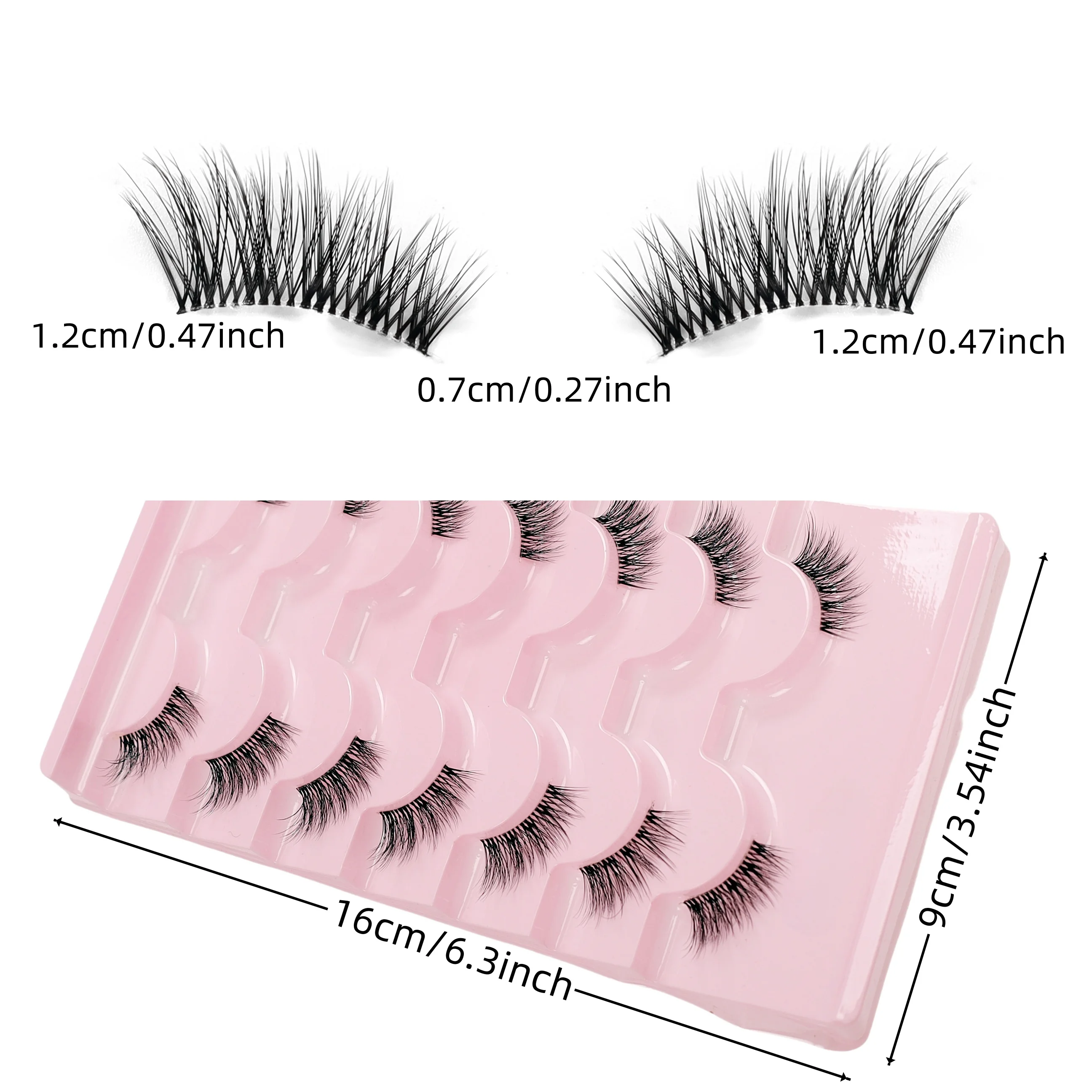 ふわふわつけまつげ 7 組、20mm、厚い密度、軽いまつげ、8D 厚い密度カールつけまつげ