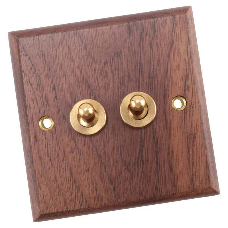 

Retro American Industrial Style Light Switch Socket, Solid Wood Brass Toggle Switch Plate, Antique Home Stay Switch