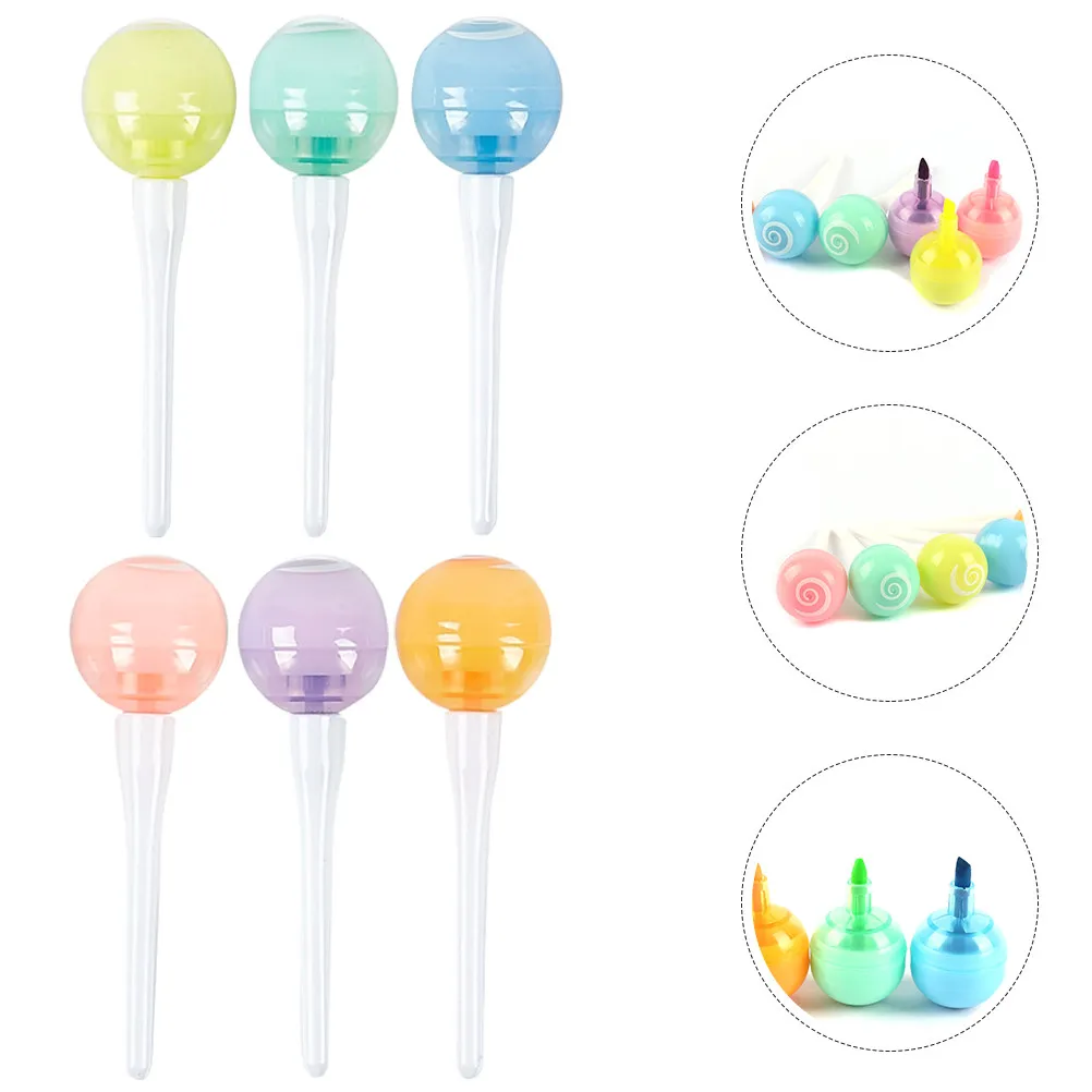 

6Pcs Adorable Cartoon Highlighter Pens Rich Pigment Glitter Effect Mini Size for School Work Home Budget Planning Birthday