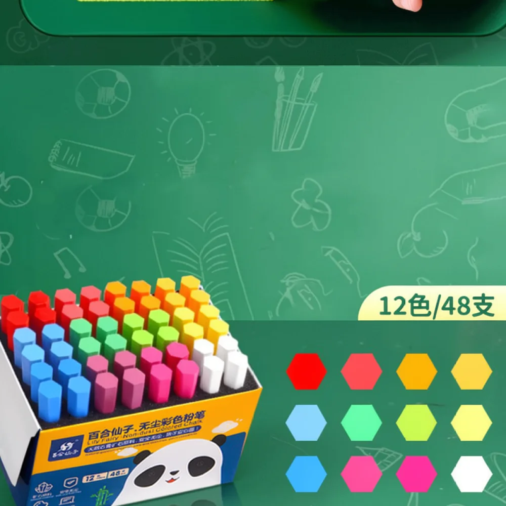 Vivid Colored Dust Free Chalk For Teachers Blackboard Writing Supplies Smooth Art Drawing Tools Educational Kit