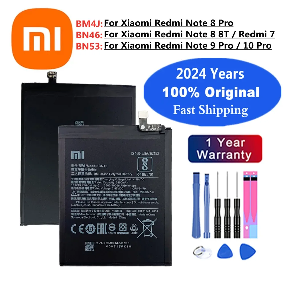 2024 Years 100% Orginal Redmi 7 Note 9 Battery For Xiaomi Redmi Note 8 9 10 Pro 8T 8pro 9pro 10pro Mobile Phone Battery Bateria