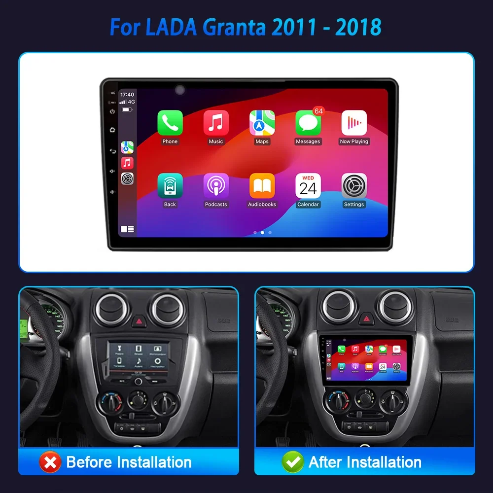 9inch Car Radio For LADA Granta 2011-2018 BT Carplay Android 16 Multimedia Navigation Head Unit 2K QLED Screen