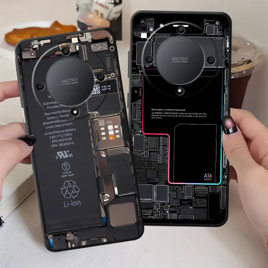 Soft Back Phone Cover Case for Honor X7a 8X 70 90 Lite X9c X8 X9a X9 X7 Circuit Board Pattern