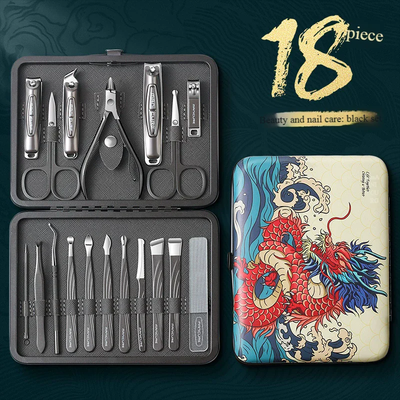 18-piece-nail-art-set-grooming-nail-clippers-tool-kit-foot-trimmer-set-nail-clipper-set-complete-set-of-nail-clippers