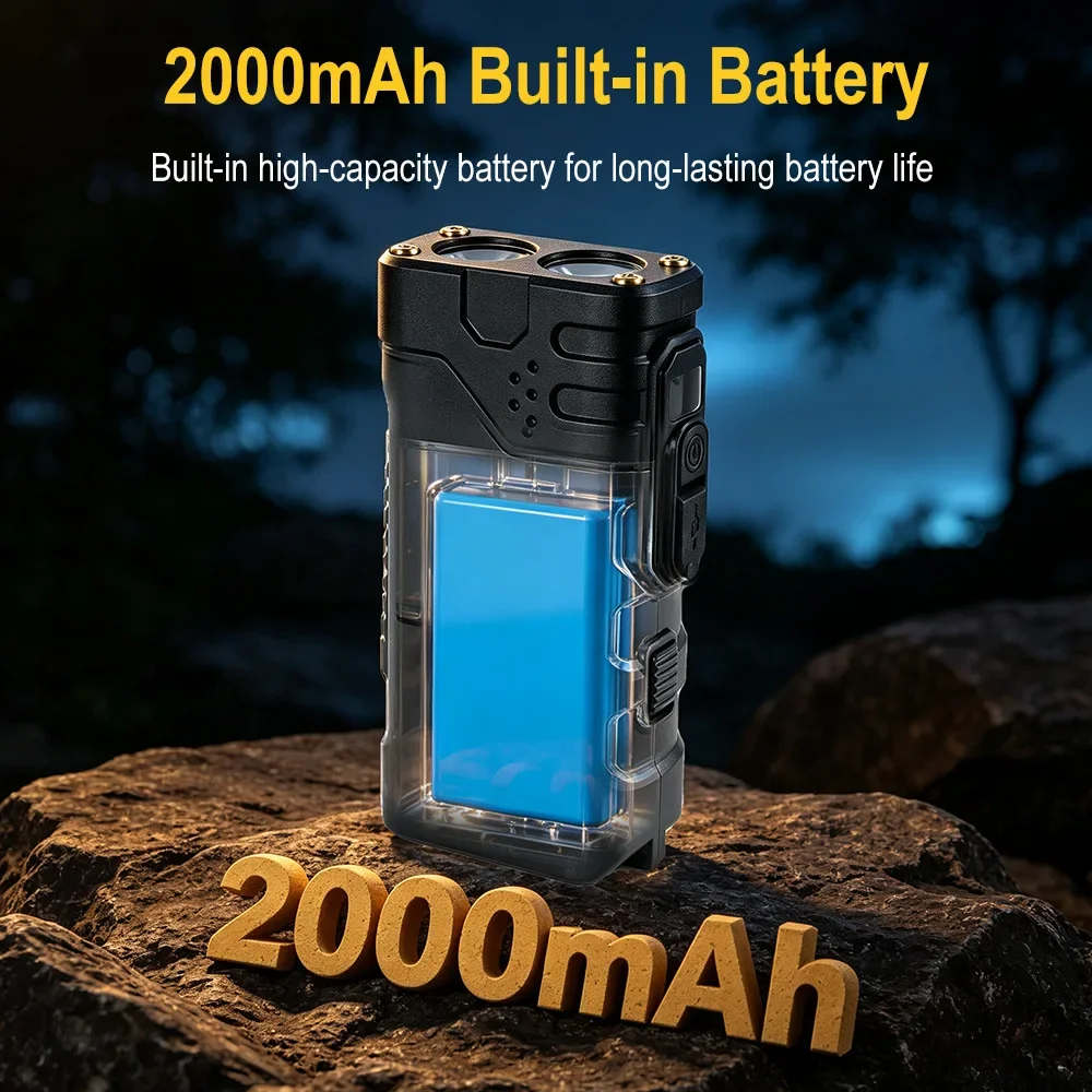 BORUIiT Hand Crank EDC LED Flashlight Type-C Rechargeable Self-Powered Torch Waterproof Outdoor Camping Riding Lantern view 5