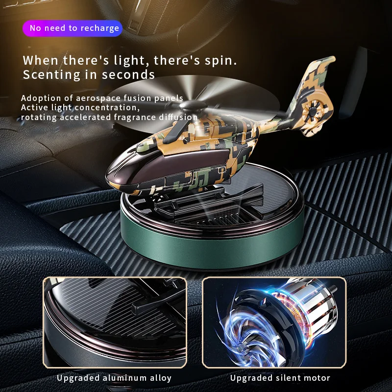 Solar Car Air Freshener Auto Parts Interior Men Aromatreatment Decoration Propeller Rotating Fighter Modelling Perfume Diffuser