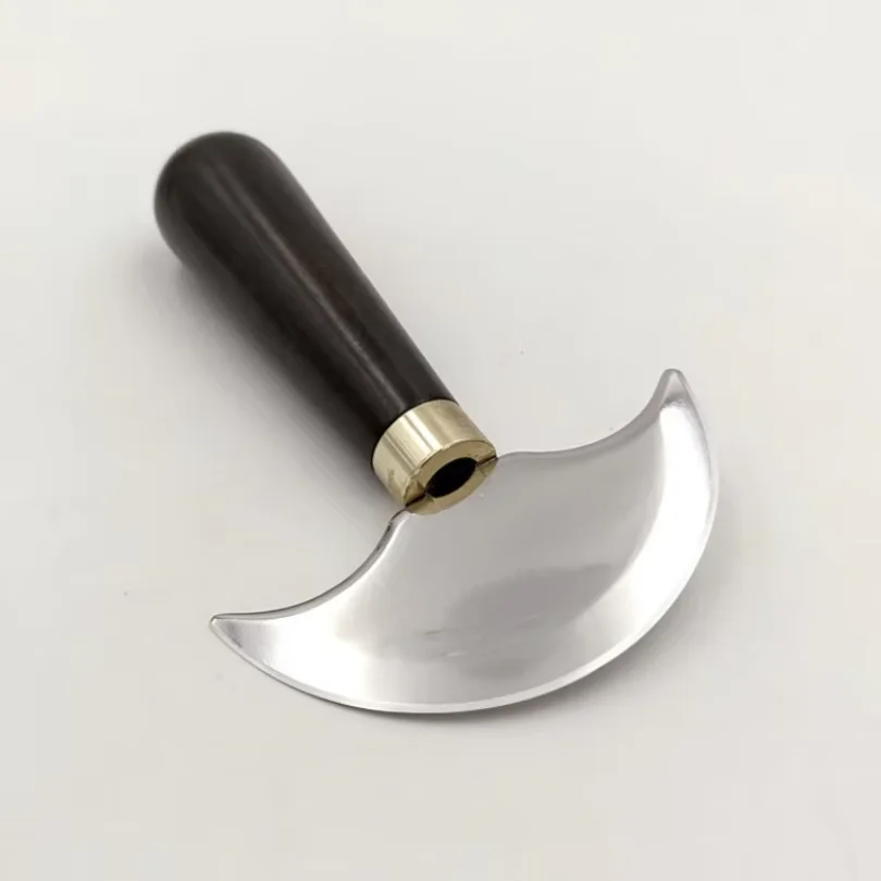 1Pc Professional Leather Cutting Knife Half Round Blade Craft Knife DIY Handcraft Wood Handle Cutting Skiving Cutter Tool