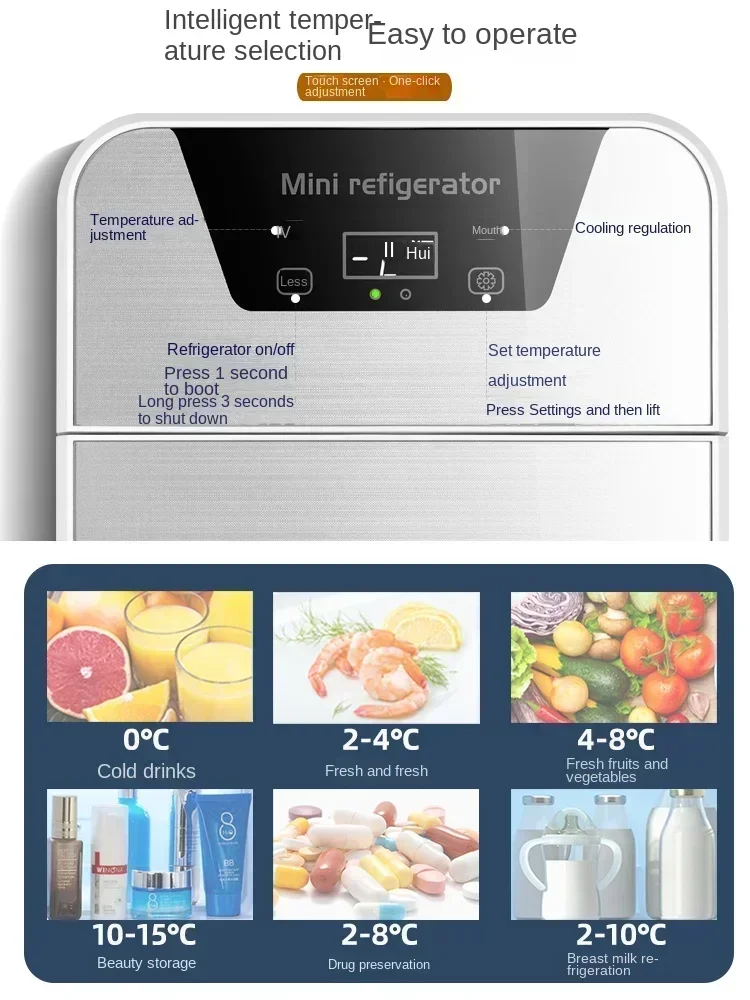 Mini frigorifero portatile compatto da 220 V per auto e uso domestico, frigorifero per dormitorio, piccolo congelatore con adattatore di alimentazione per veicoli A