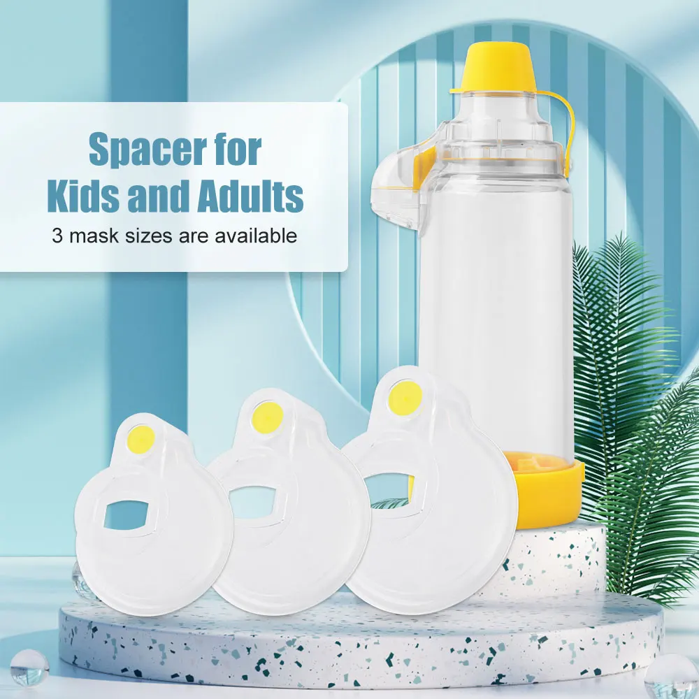 Automizer Spacer Mist Storage Compressor Nebulizer Tank Aerochamber with Mask Cup for Baby Adults Children Asthma Inhale Chamber