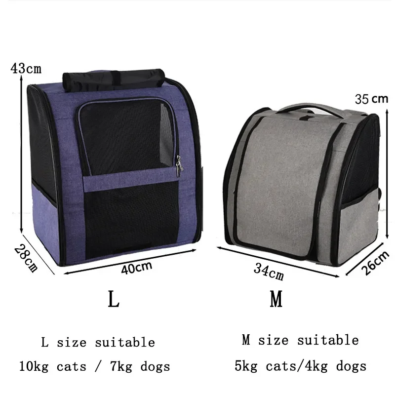 Mochila portátil de gran espacio para mascotas, bolsa de viaje transpirable para gatos y perros pequeños, suministros para mascotas