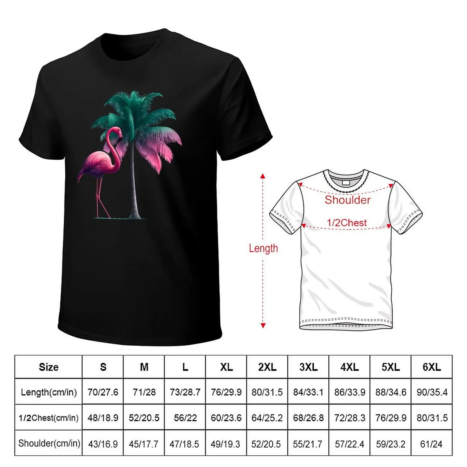 Flamingo with Palm Tree T-Shirt plain Personalized t-shirt Funny t-shirt mens fashion