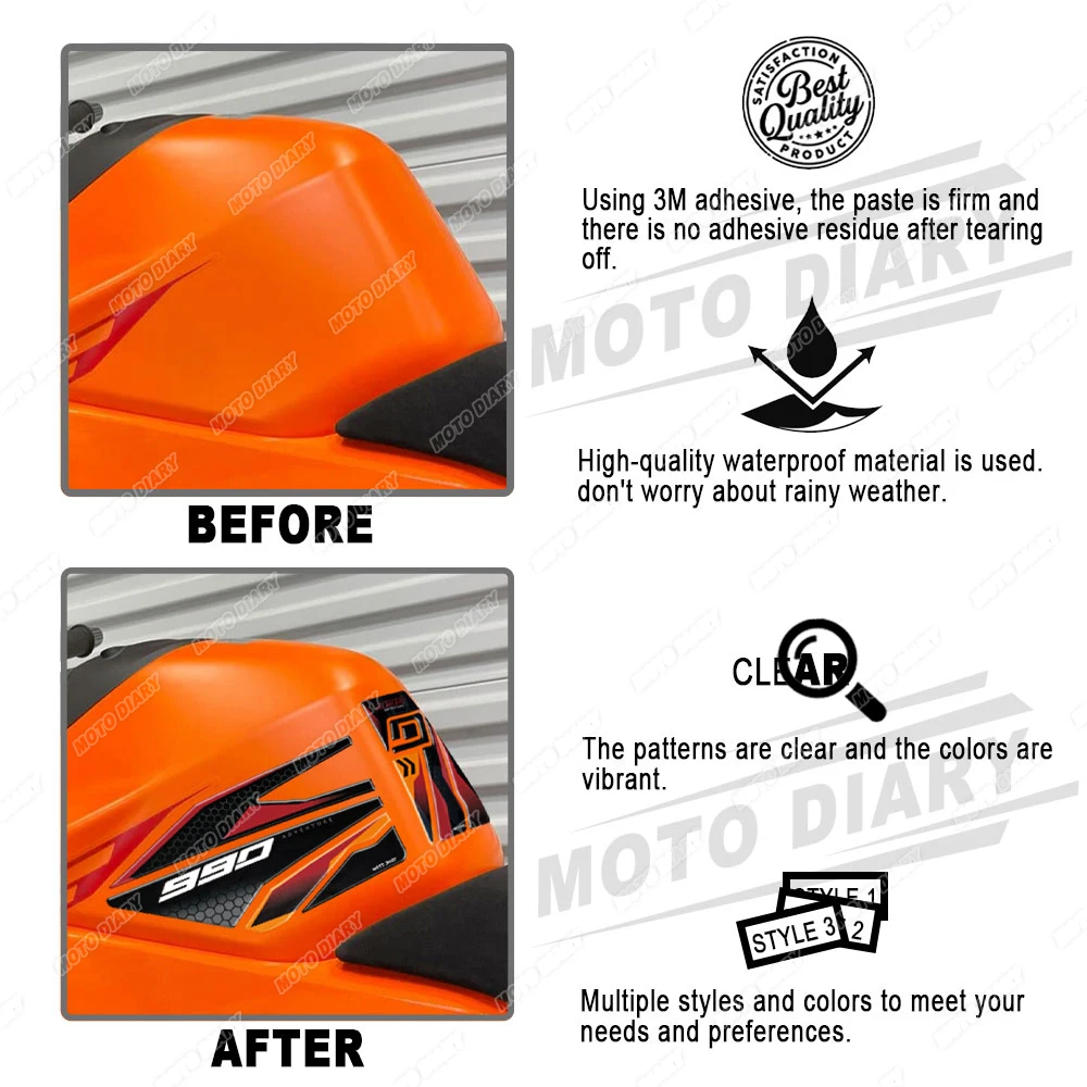 Stiker bantalan tangki bahan bakar sepeda motor 3D stiker pelindung tangki tahan air untuk KTM 990 DUKE Duke990 2024