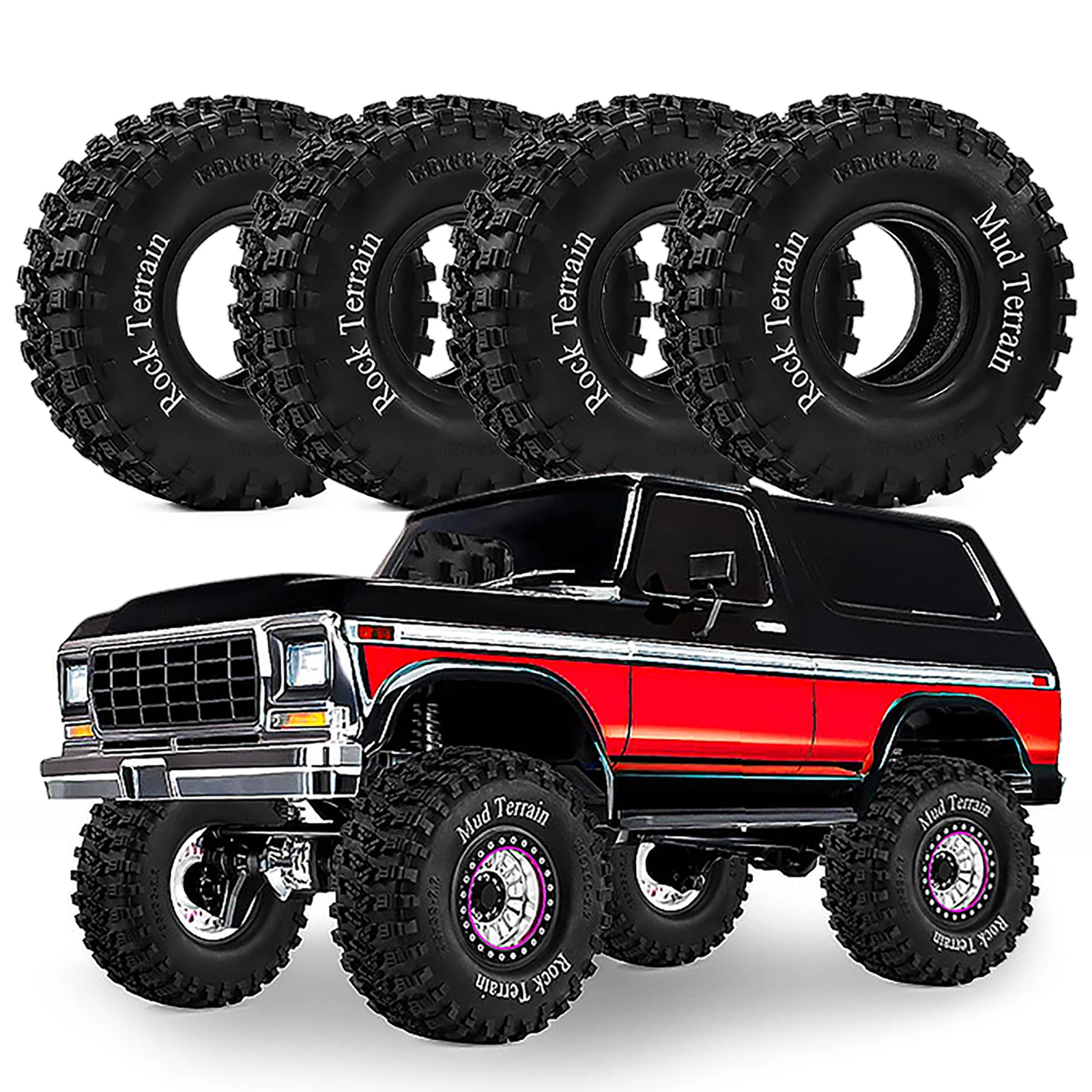 

4pcs 135*55mm 2.2 inch Rubber Tire for 1/8 1/10 Axial AXP8 SCX10 MJX CROSSRC Traxxas TRX4 TRX6 D90 YK4802 YK4803 RC Crawler Car